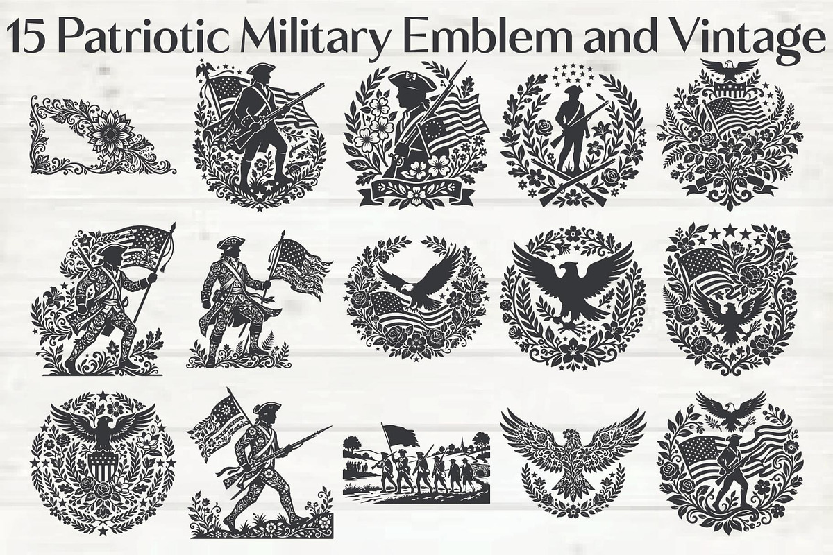 Patriotic Military Emblem Vintage, an Object Graphic by Gfx_Store (Photo 16 of 16)