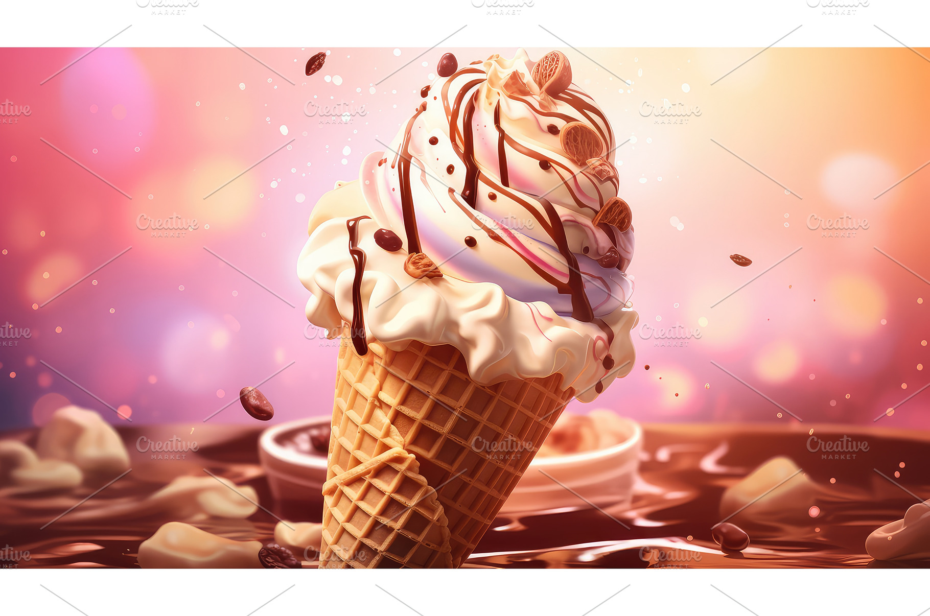 pistachio sweet ice cream ai, a Background Photo by pikepicture