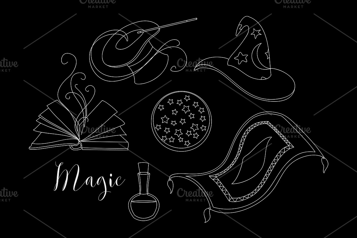 Magic icon set, an Illustration by Netkoff
