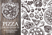Hand-Drawn Pizza Ingredients Vectors, a Food Illustration by Yevheniia (Thumbnail 1 of 14)