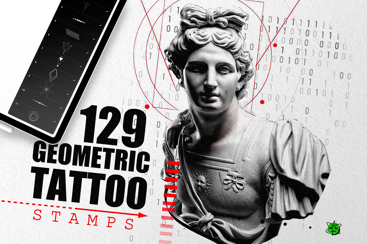Geometric Tattoo Procreate Stamps, a Brush Add-On by Nuclear Brushes (Photo 1 of 10)