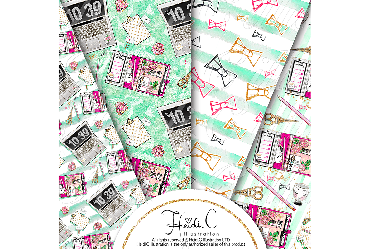 Office Supplies Paper Pack, a Pattern Graphic by HeidiCIllustration (Photo 4 of 5)