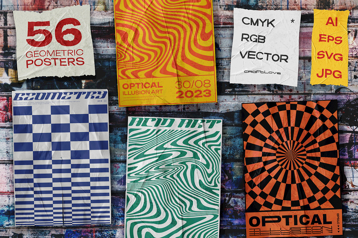56 MODERN GEOMETRIC POSTERS, a Texture Graphic by craftlove (Photo 1 of 10)