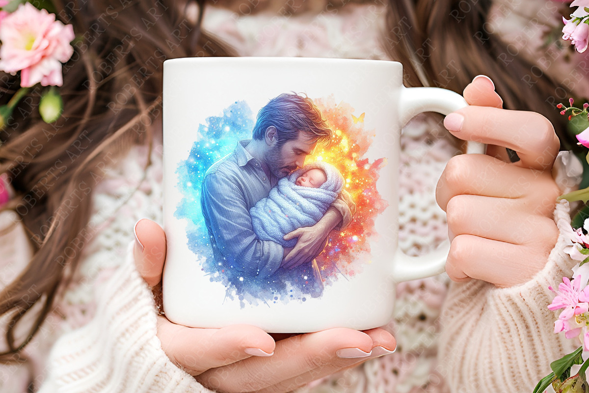 Father and Child Watercolor Cliparts, an Illustration by RobertsArt (Photo 3 of 8)