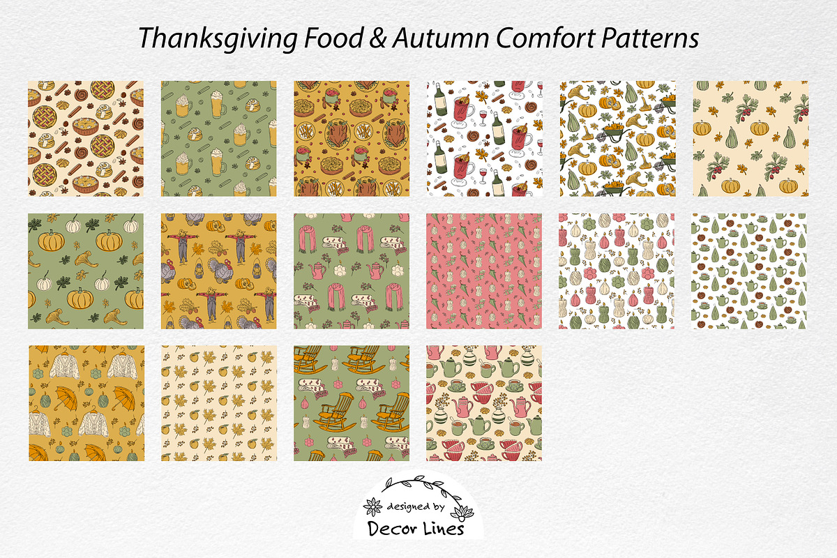 Thanksgiving Seamless Patterns, a Pattern Graphic by Decor Lines (Photo 2 of 10)