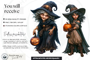 Halloween Little witches Cliparts, a Seasonal Illustration by ThatsDesignArt (Thumbnail 2 of 17)