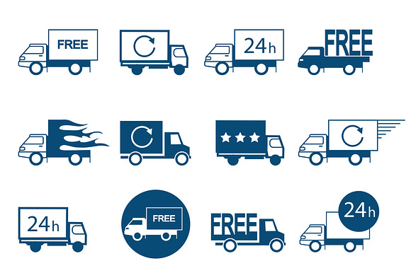 Set Of Logos Delivery Vehicles