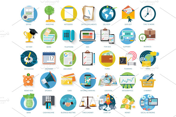 Set Of Business Flat Icons