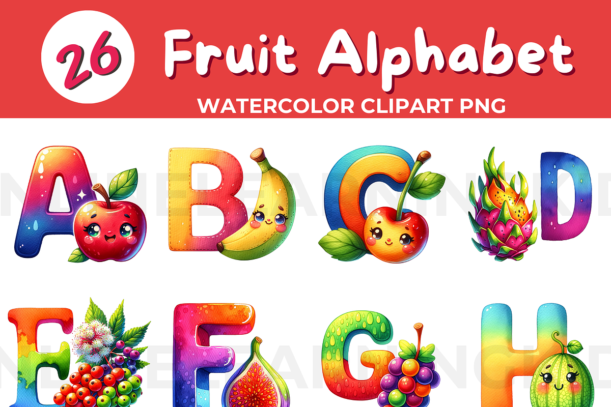 Fruit and Vegetable Alphabet Clipart, an Education Illustration by John_Walker (Photo 3 of 3)