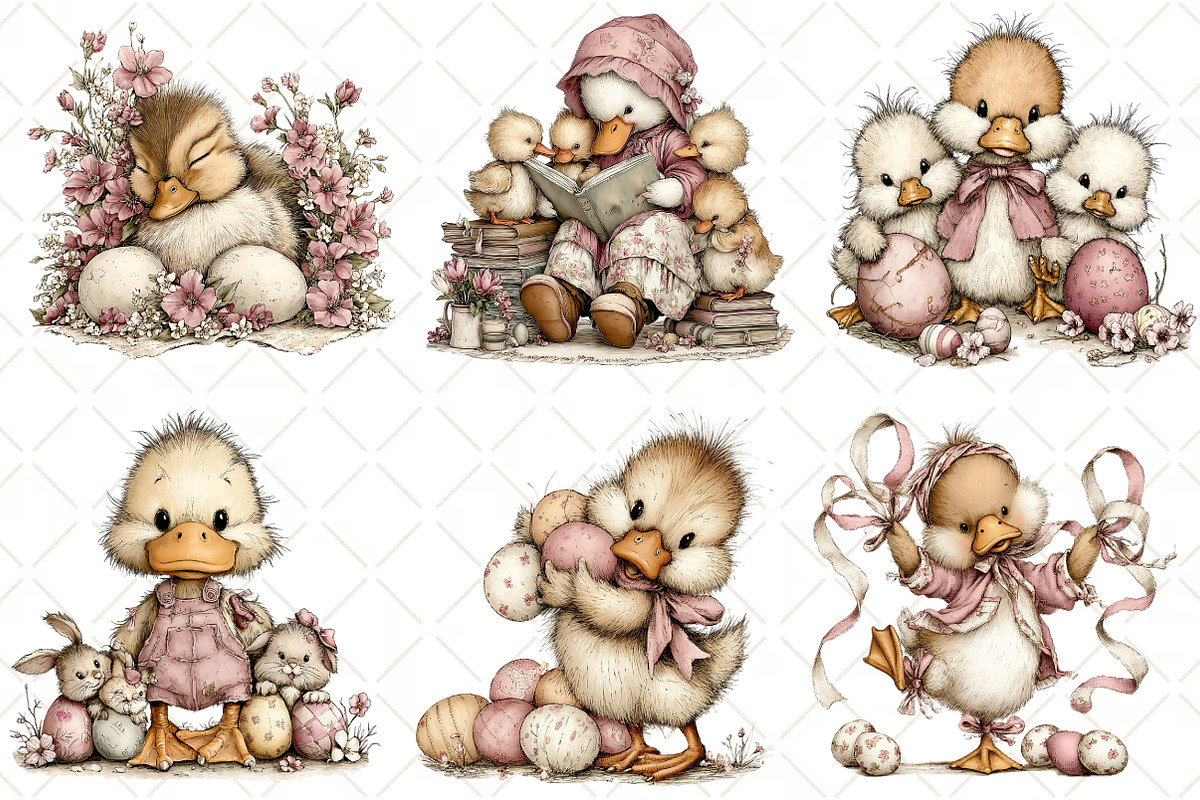 Whimsical Easter Duck Clipart, an Illustration by Black Bird Studio (Photo 3 of 6)