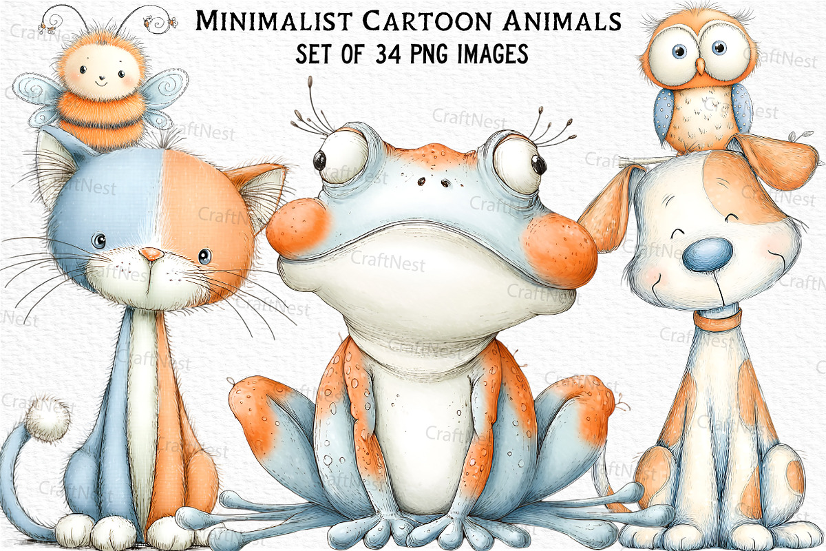 Minimalist Cartoon Animals Sublimati, an Illustration by Craft Nest (Photo 1 of 6)