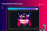 Neon Canva Party Flyer Template, a Flyer Template by PeetalyStudioDesigns (Thumbnail 4 of 6)