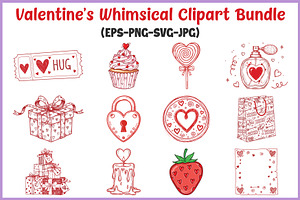 Valentines Doodle Clipart SVG Bundle, a Seasonal Illustration by Gfx Expert Team