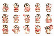 Valentine Penguin Heart Gift Clipart, an Illustration by Libby Wishes (Thumbnail 3 of 5)