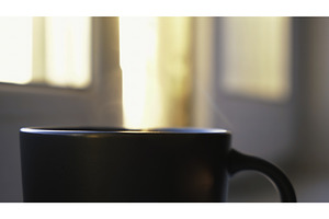 Coffee Or Tea Mug On A Window Sill