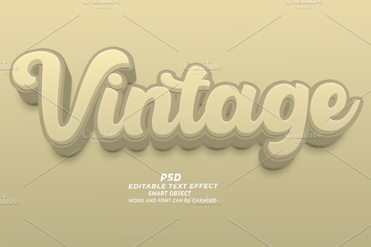 Vintage PSD 3D Editable Text Effect, a Layer Style Add-On by TrueVector (Photo 1 of 2)