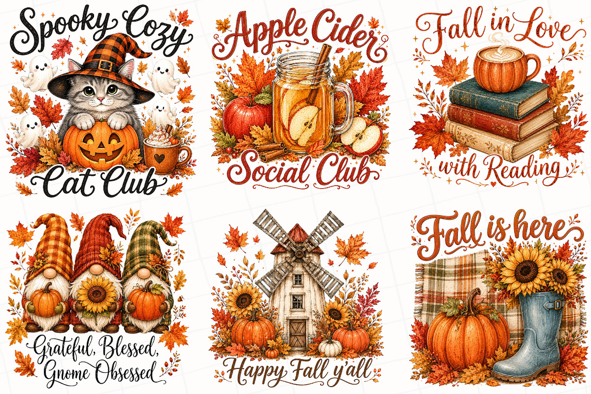 Cozy Fall Quotes PNG Bundle, a Seasonal Illustration by OK Design (Photo 3 of 6)