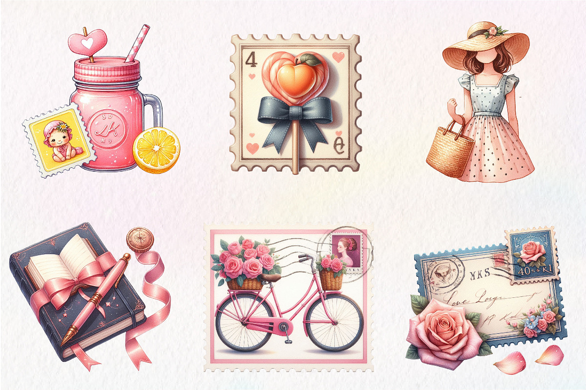 Coquette Summer Postage Stamp, an Illustration by CreationArt (Photo 8 of 9)