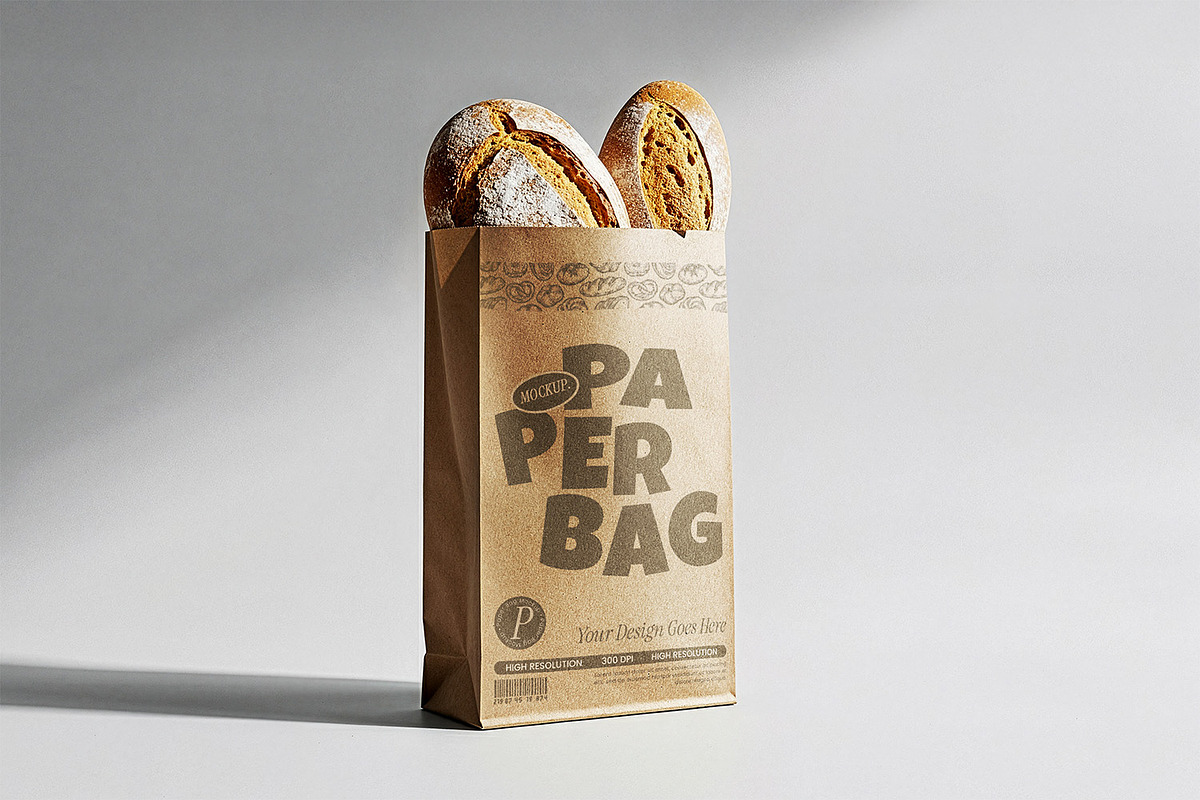 Bread Paper Bag Mockup, a Packaging Mockup by Nathatype (Photo 8 of 9)