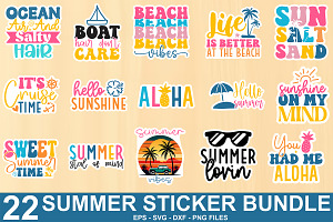 Summer Sticker SVG Bundle, an Illustration by crative8112