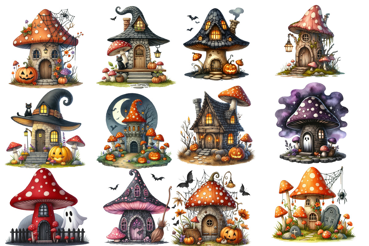 Halloween Mushroom House Clipart, an Illustration by Designworld (Photo 4 of 6)