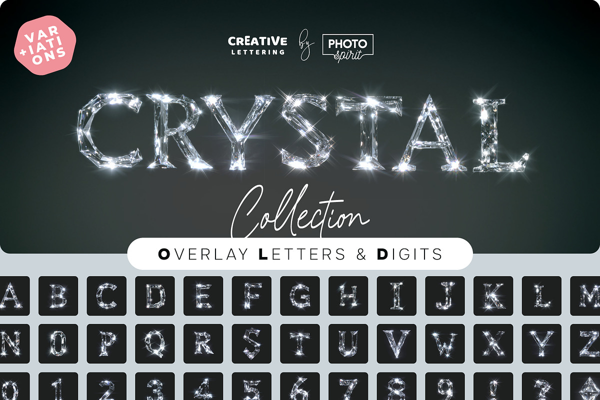 Sparkling Crystals Letters Overlays, a Symbol Font by PhotoSpirit (Photo 1 of 8)