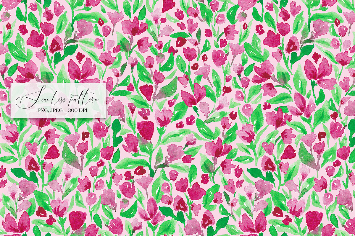 Pink florals seamless pattern, a Pattern Graphic by SirenaArt (Photo 4 of 11)