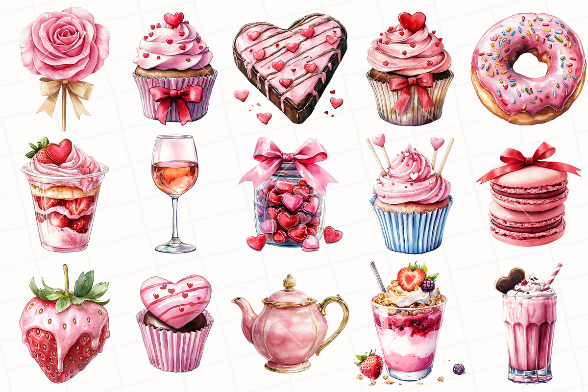 Valentine’s Day Sweets Clipart, an Illustration by OK Design (Photo 3 of 6)