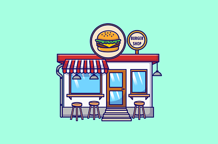 Illustration of a Cute Burger Shop