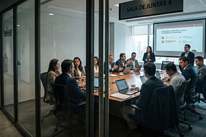 Corporate Strategy Meeting in Glass Boardroom, a Business Photo by Davizro's Market