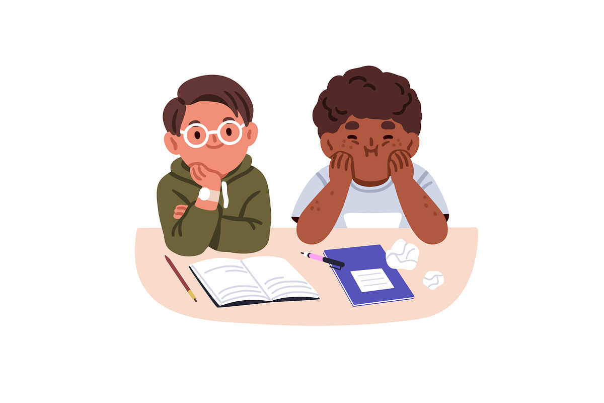 Kid students study at desk set, a Person Illustration by Good Studio (Photo 6 of 7)