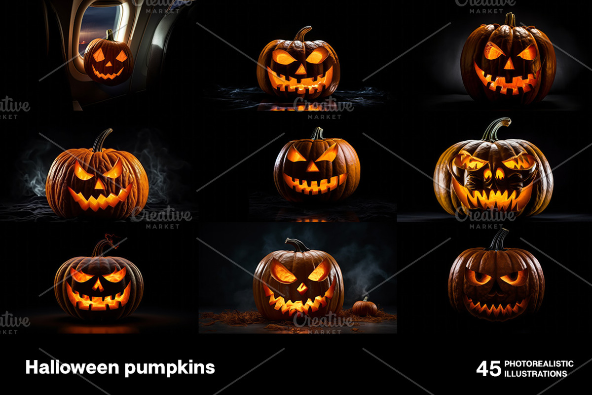 Halloween pumpkins. 45 images, a Holiday Photo by Handmadefont (Photo 8 of 11)
