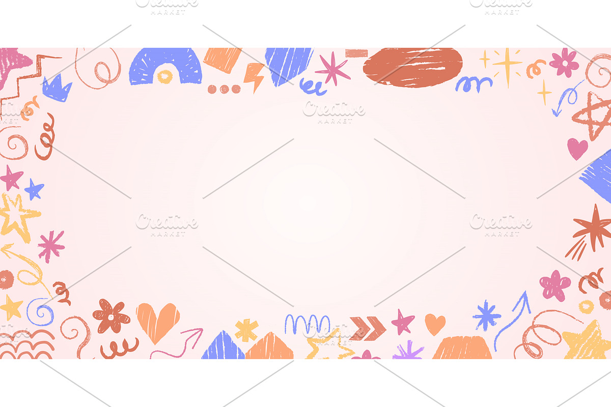 Kindergarten crayon border with, an Illustration by art PVP - market