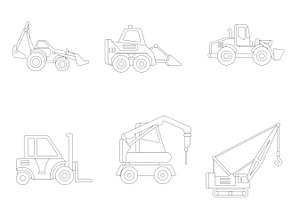 Construction Vehicle Outlines Set 1