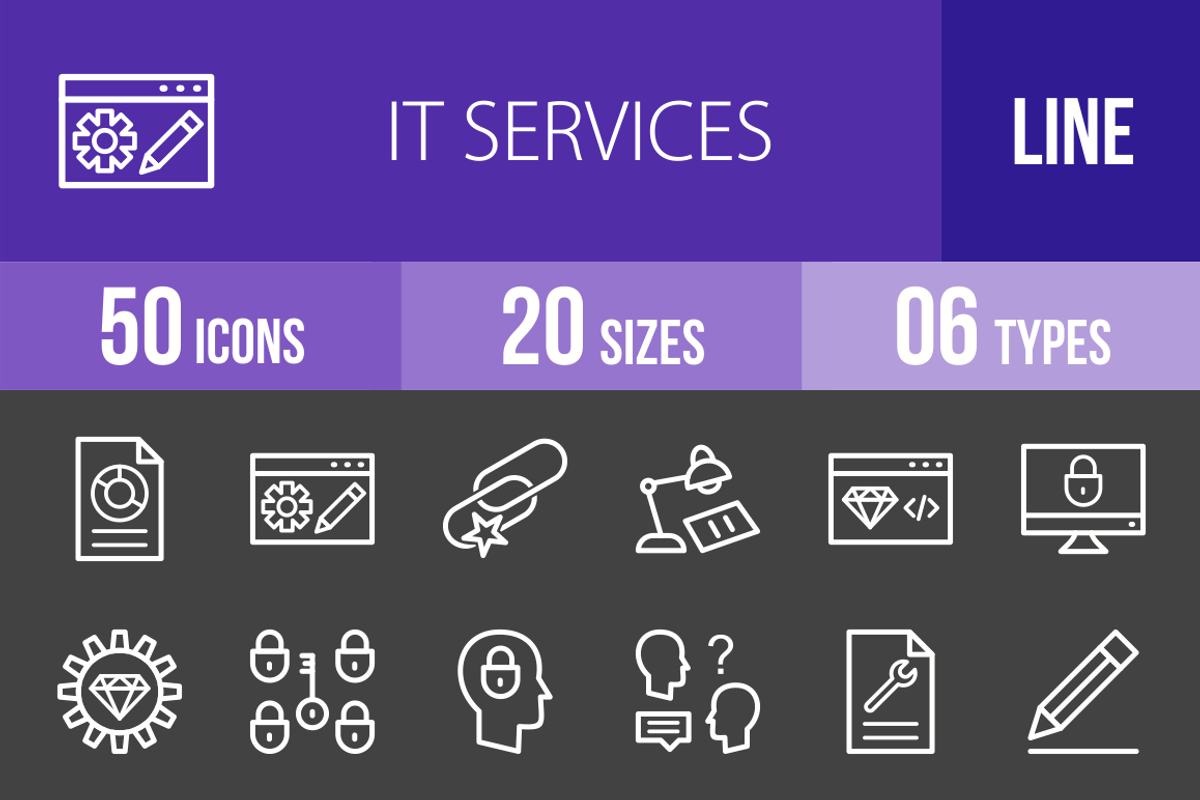 50 IT Services Line Inverted Icons, an Outline Icon by IconBunny