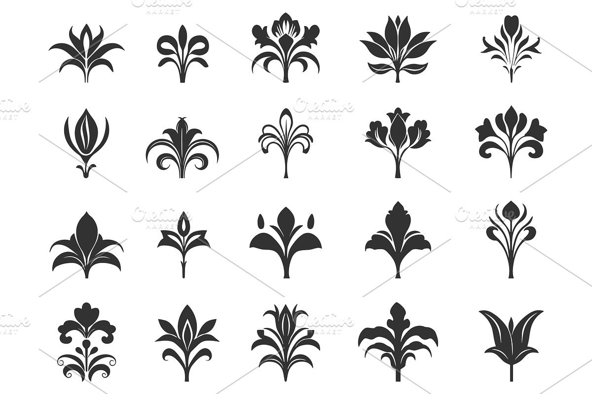 Royal french lily symbol black icons, an Object Illustration by Valerie Bodnar
