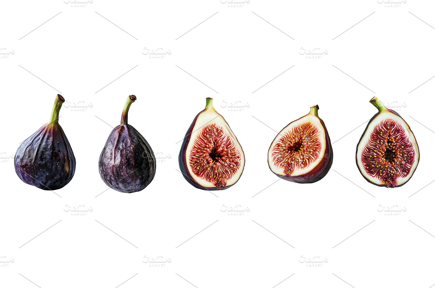 Whole and halved fresh figs, a Food & Drink Photo by piter.goskov