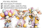 Whimsical Easter Bunny Clipart, an Illustration by Pixels.Craft (Thumbnail 2 of 5)