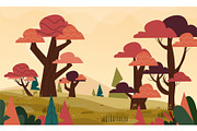 autumn jungle landscape vector set, a Seasonal Illustration by foxndeer (Thumbnail 4 of 4)