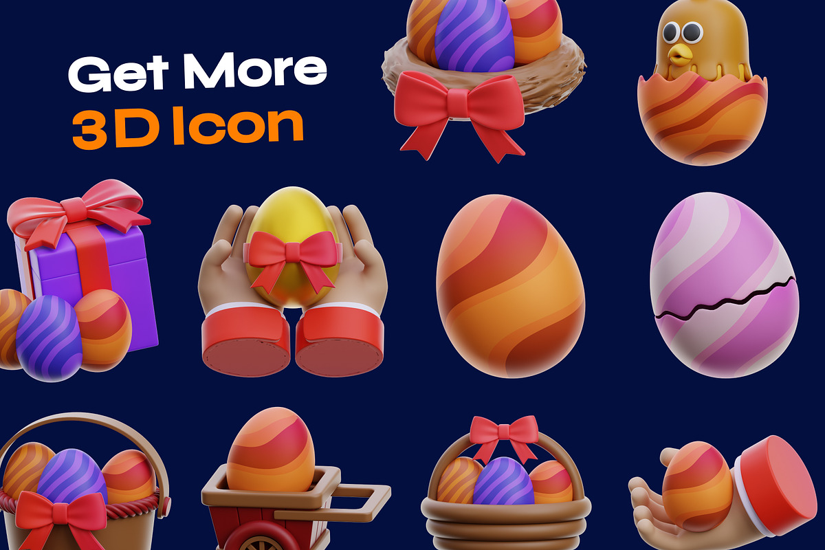 Cute Easter Day 3D Illustrations, an Environmental 3D Model by orenjidesign (Photo 8 of 8)