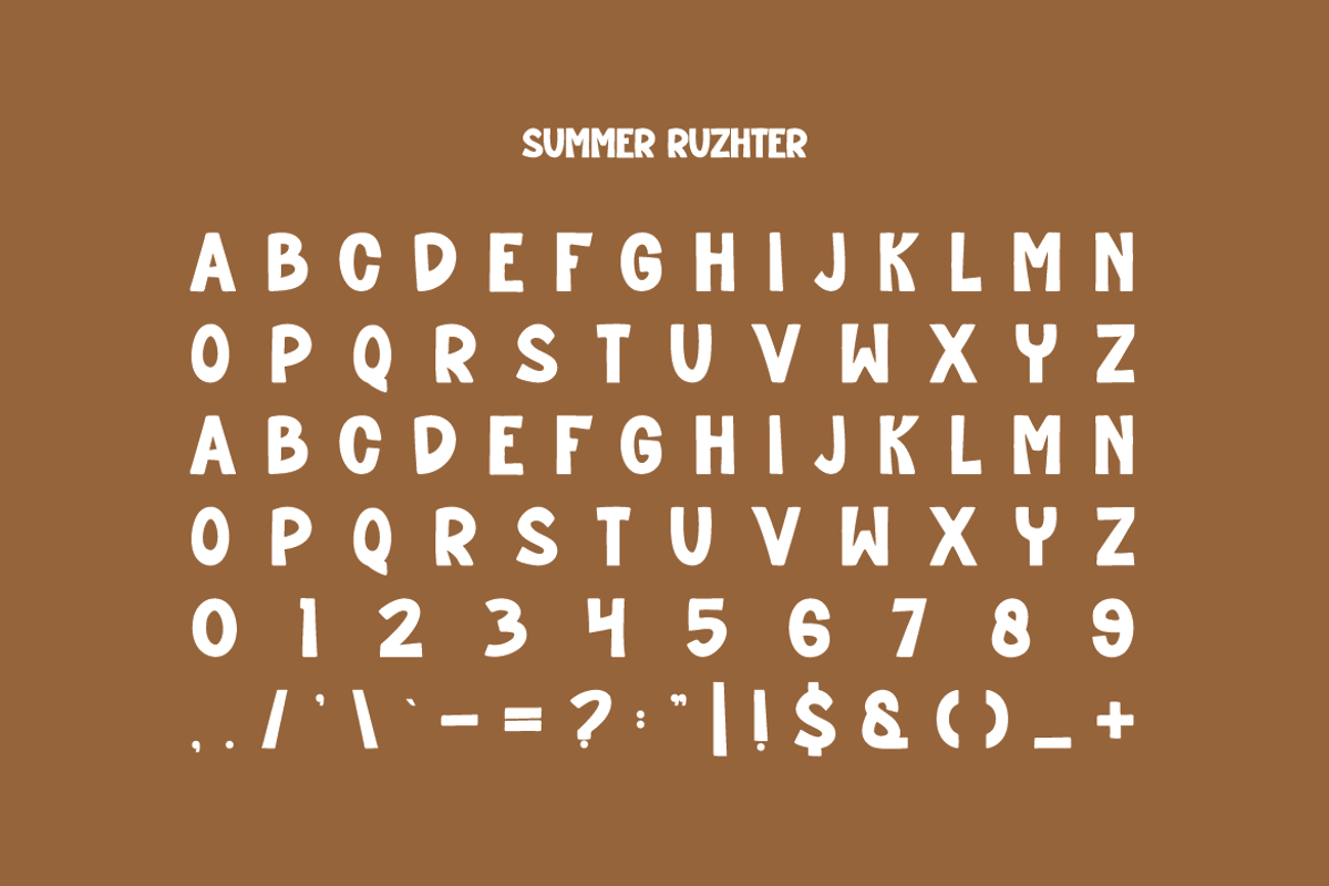 Summer Ruzhter Font, a Sans Serif Font by Iqsiart Studio (Photo 4 of 6)
