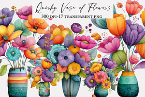 Quirky Vase of Flowers Clip Art, an Illustration by Designworld