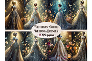 Victorian Gothic Wedding Dresses, a Wallpaper Graphic by EdeniaArtStudio (Thumbnail 1 of 7)