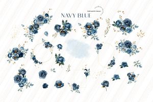 Navy Blue Flowers Clipart