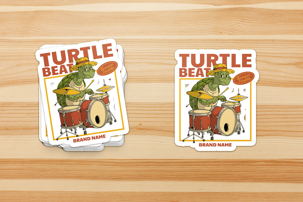 Turtle Mascot Playing Drum Set, a Branding & Logo Template by Judsart (Photo 3 of 3)