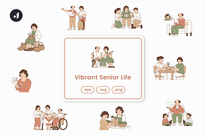 Vibrant Senior Life Illustration, an Object Graphic by Jump Studio