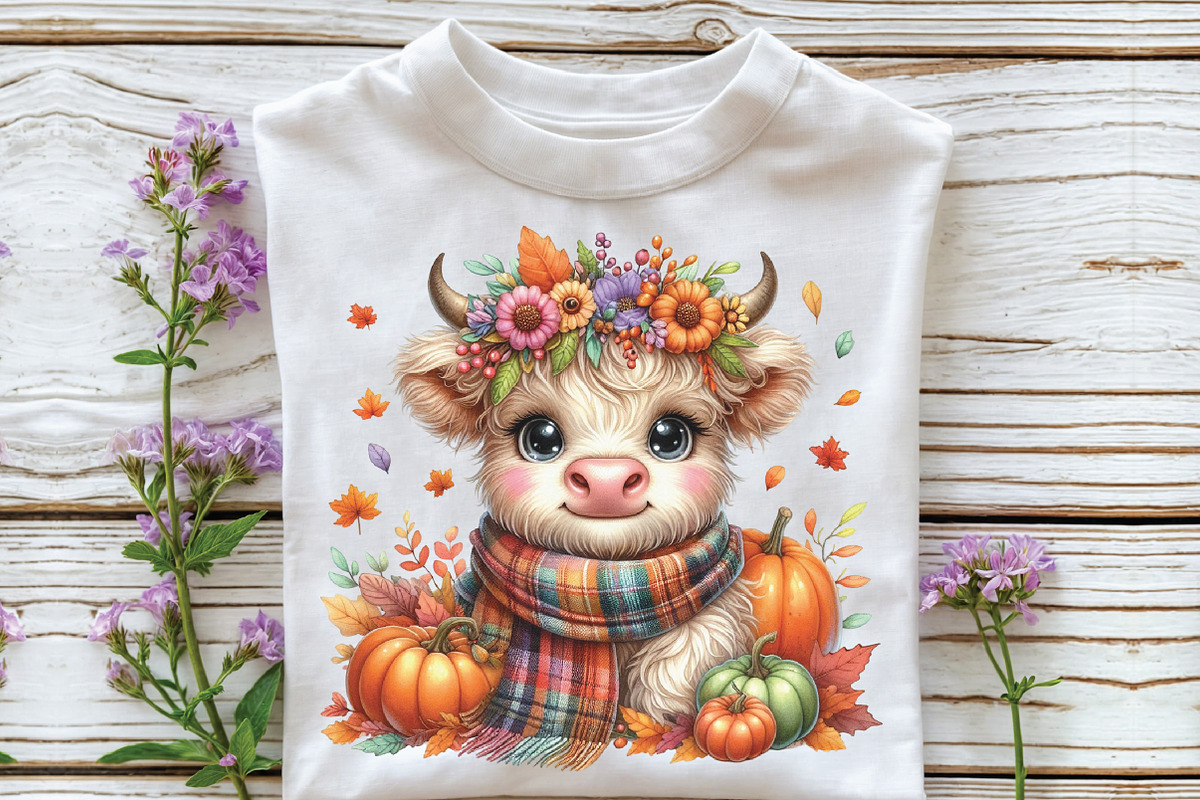 Autumn Fall Highland Cow Clipart, an Illustration by CraftArtStudio (Photo 3 of 6)