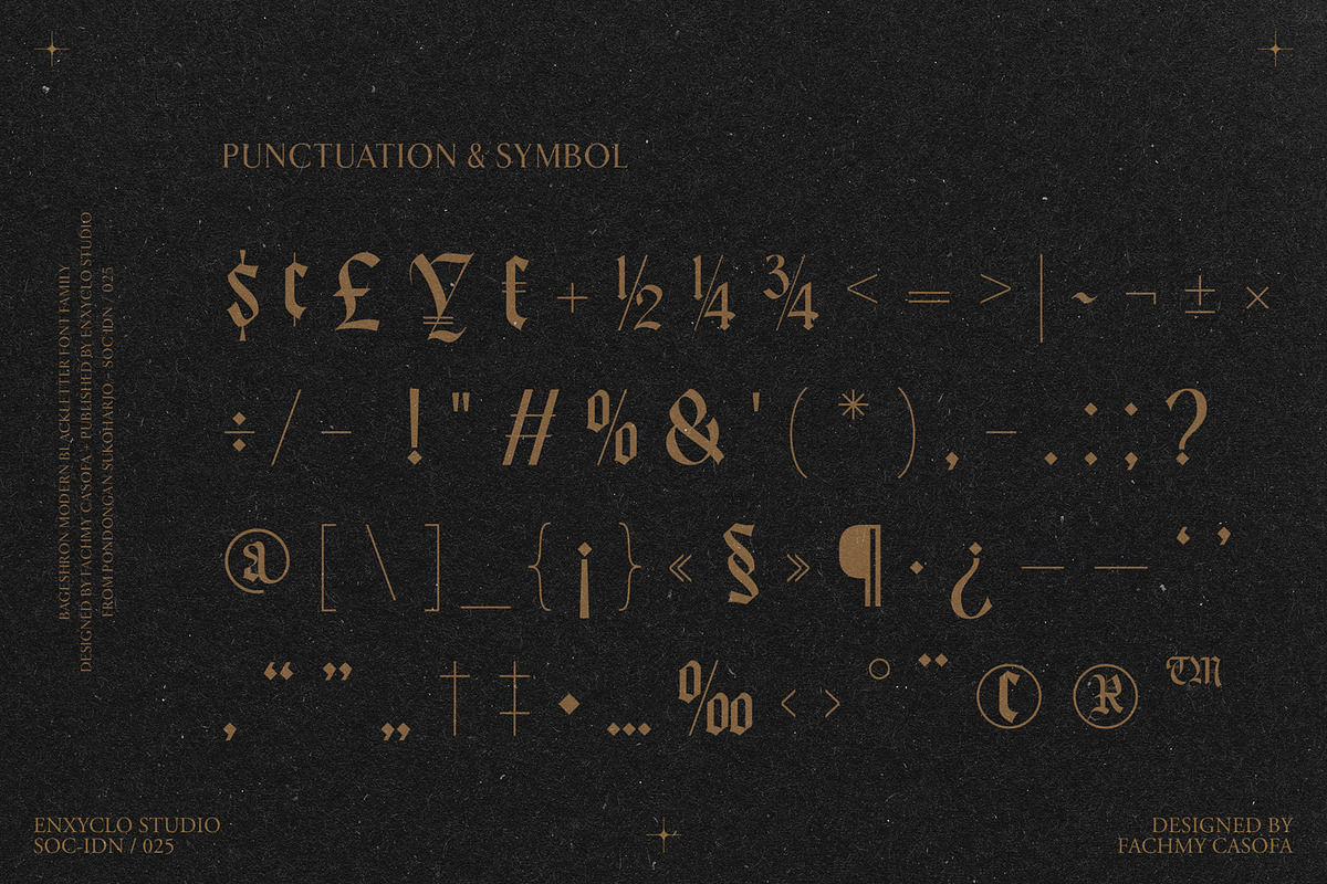 Bageshron Blackletter Font Family, a Blackletter Font by Enxyclo Studio (Photo 23 of 27)