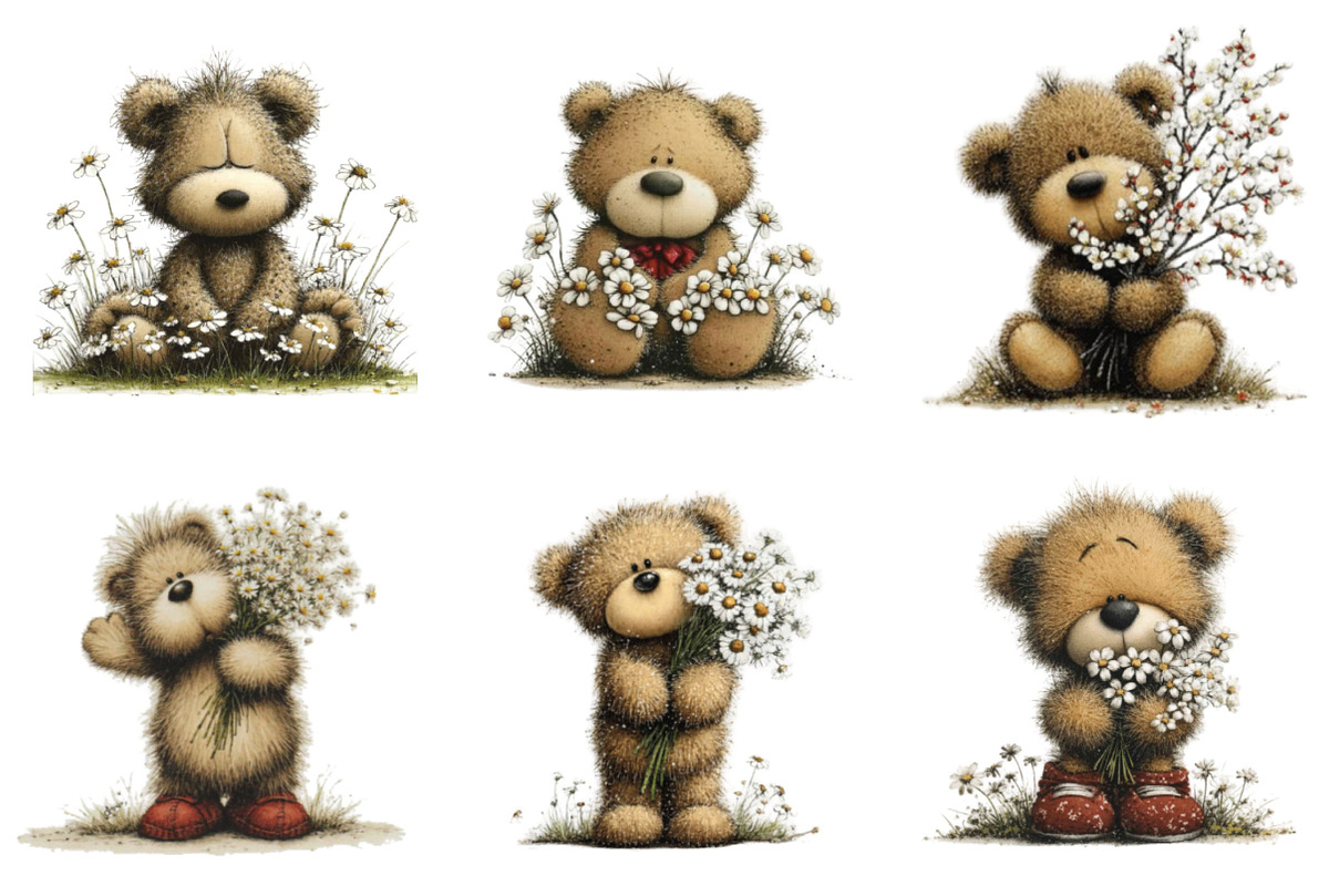 Whimsical Spring Teddy Bear Clipart, an Illustration by Designking (Photo 2 of 7)
