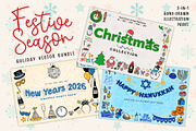 Festive Season Holiday Vector Bundle, a Seasonal Illustration by cugypress (Thumbnail 1 of 8)